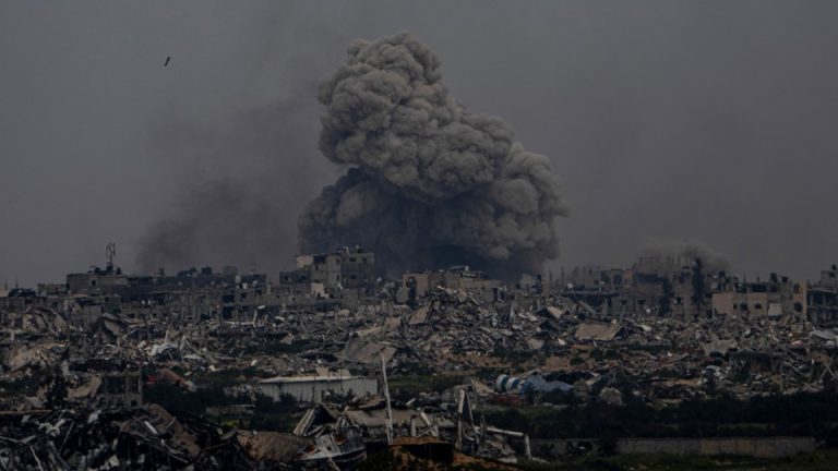 Smoke cloud rises over destruction in Gaza