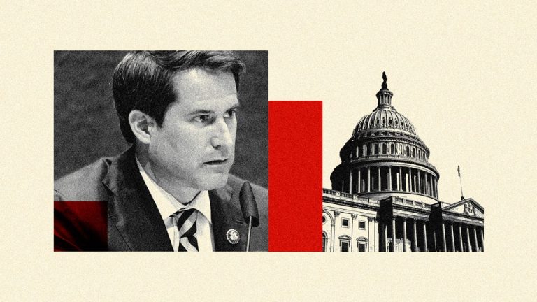 A photo-illustration featuring Seth Moulton and the Capitol Building