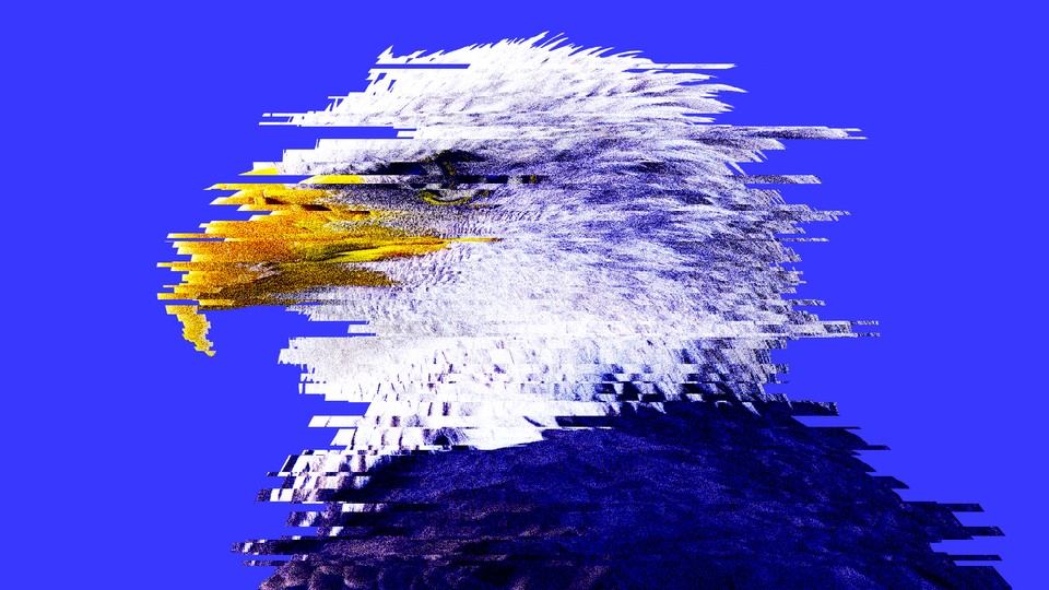 Illustration of a distorted eagle