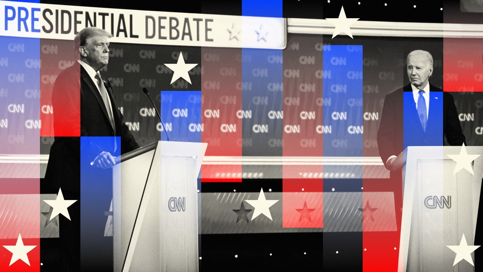 photo illustration of the presidential debate stage