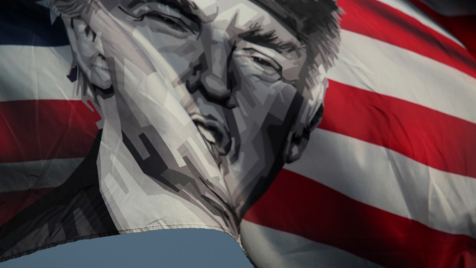 An American flag with Donald Trump's face