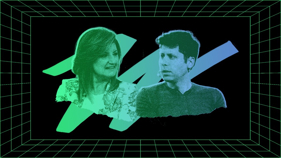 Photo illustration of Arianna Huffington and Sam Altman