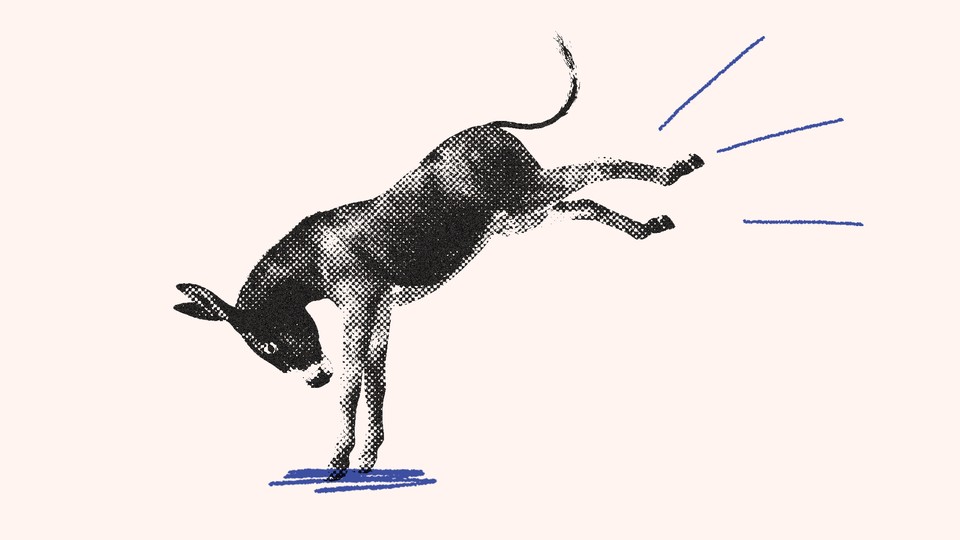 illustration of a bucking donkey