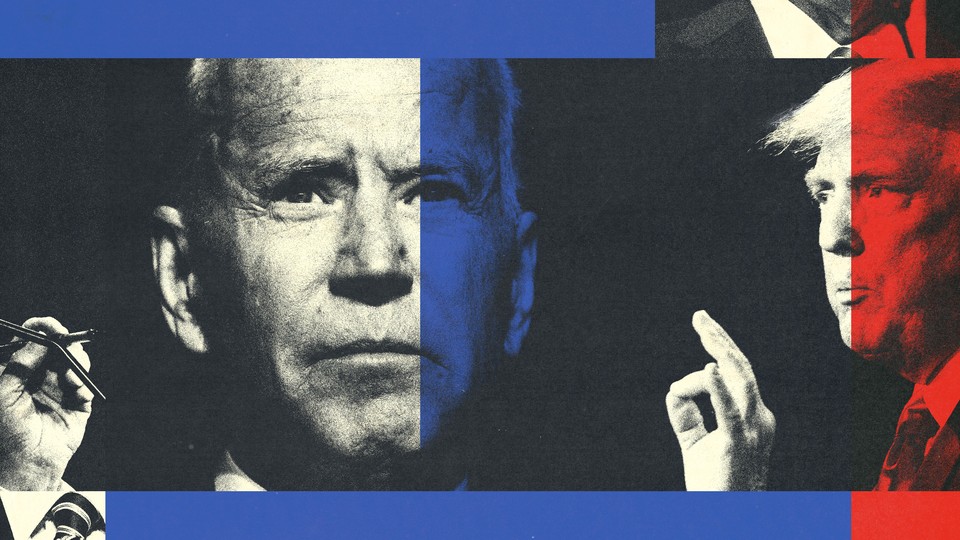 A photomontage of Joe Biden and Donald Trump