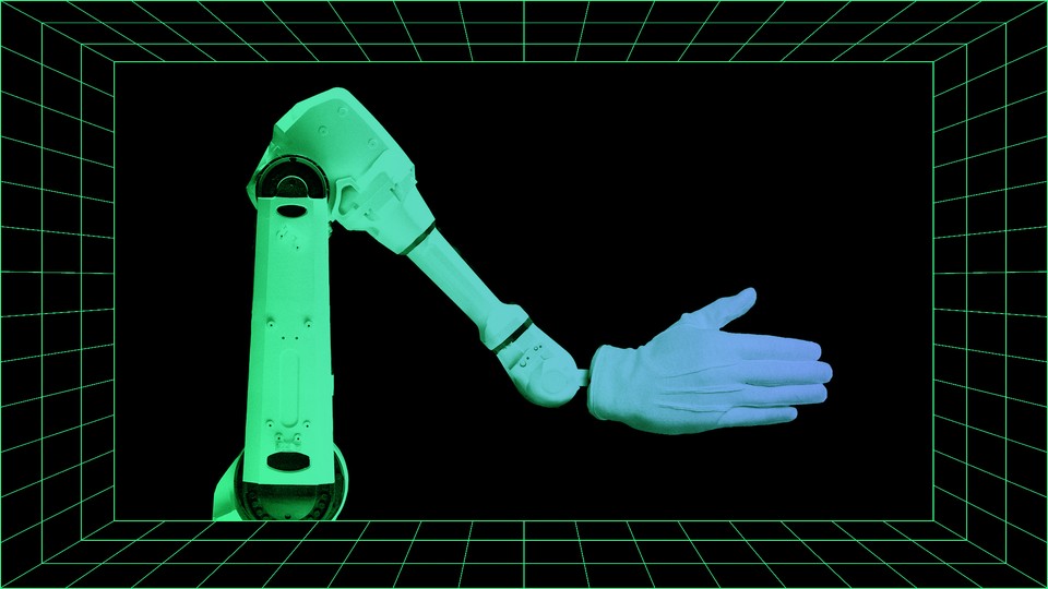 Illustration of a white robotic arm