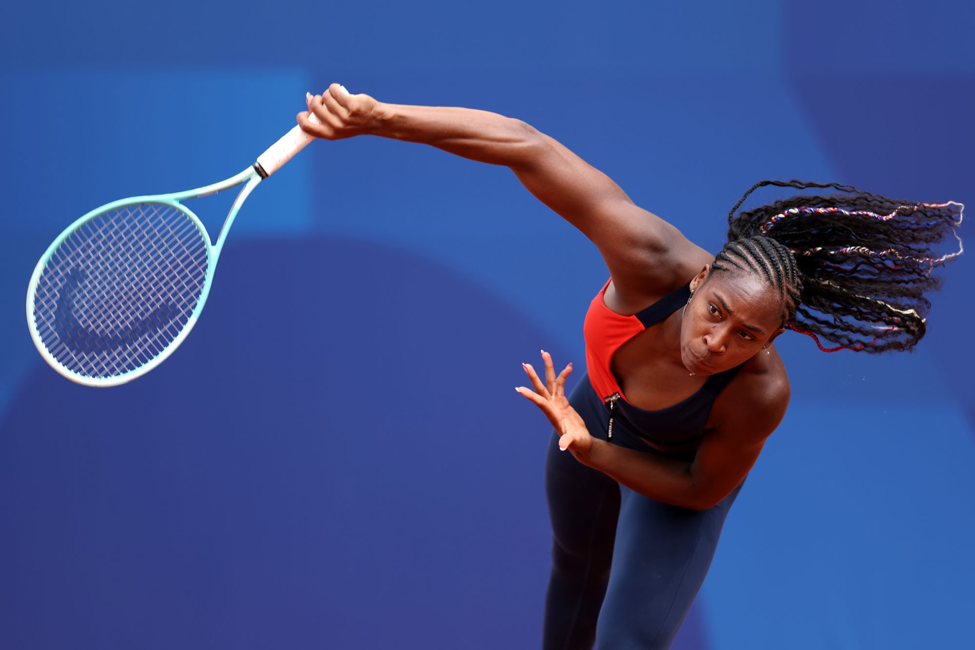 Coco Gauff of Team USA trains during the tennis training session at Roland Garros