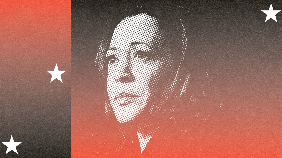 Illustration showing Kamala Harris and flag imagery