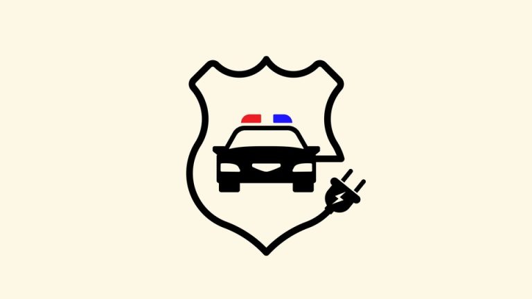 An illustration of a police badge with a plug