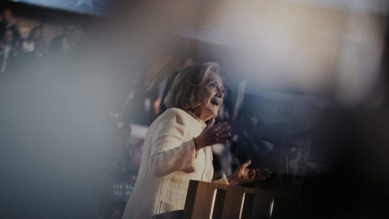 Hillary Clinton speaking at the convention