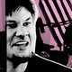 A pink-and-black illustration with Theo Von and Donald Trump cut-outs