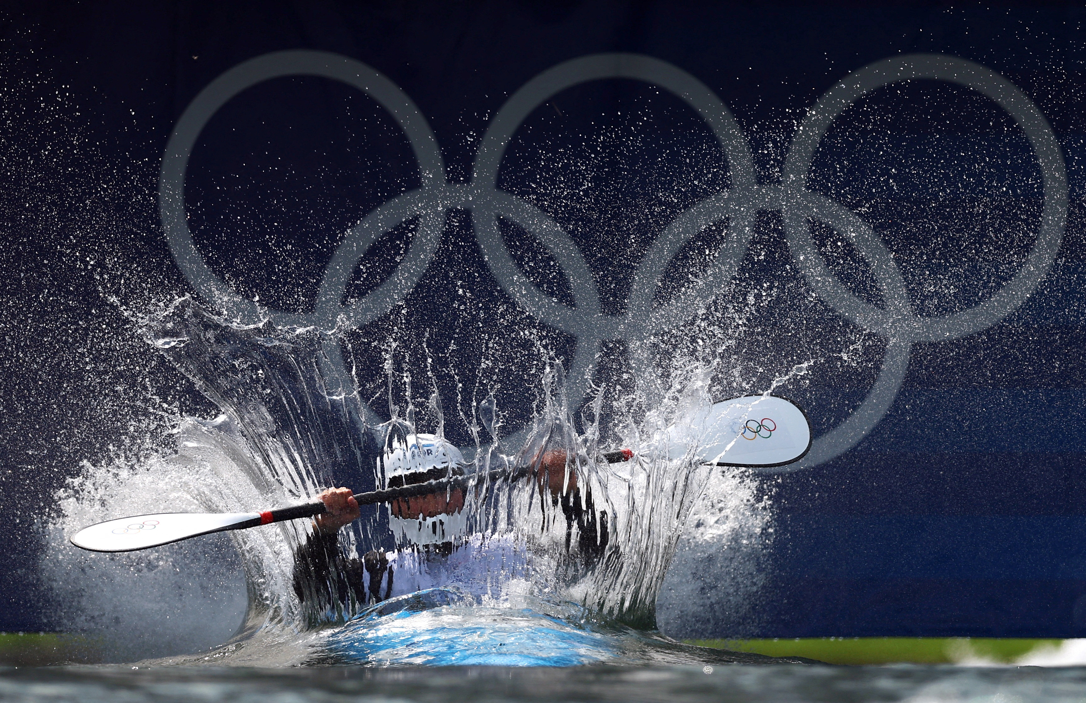 An Olympic kayaker makes a big splash