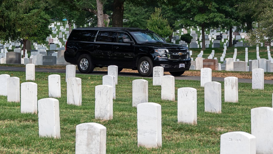 An armored SUV at Arlington National Cemetery