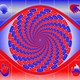 Illustration of an eye made out of blue and red ballots