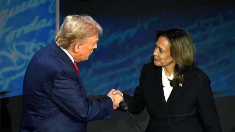 Kamala Harris and Donald Trump shake hands before the debate