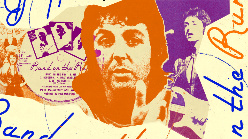 A collage of Paul McCartney and the "Band on the Run" album