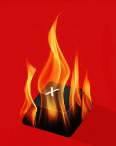 'X' key on fire