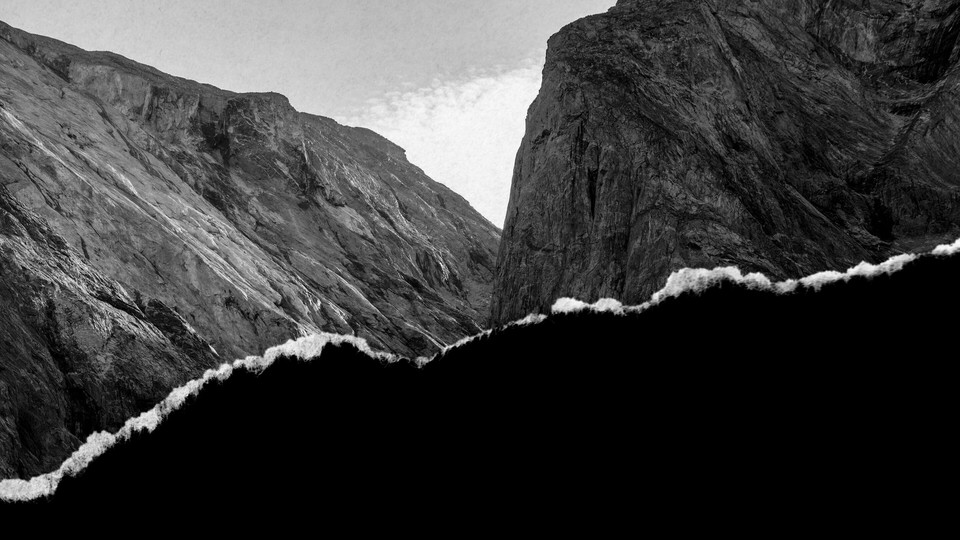 black and white image of mountain