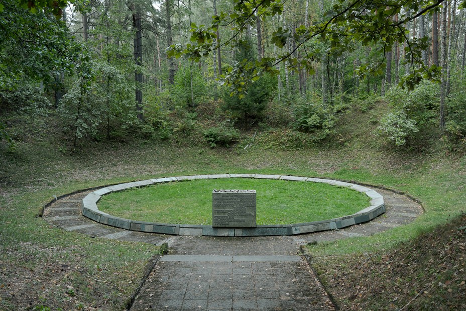 A memorial at one of the massacre pits in Ponar.