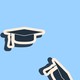 An illustration of college graduation caps