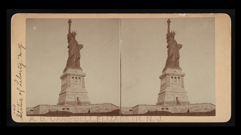 Two photos of the Statue of Liberty