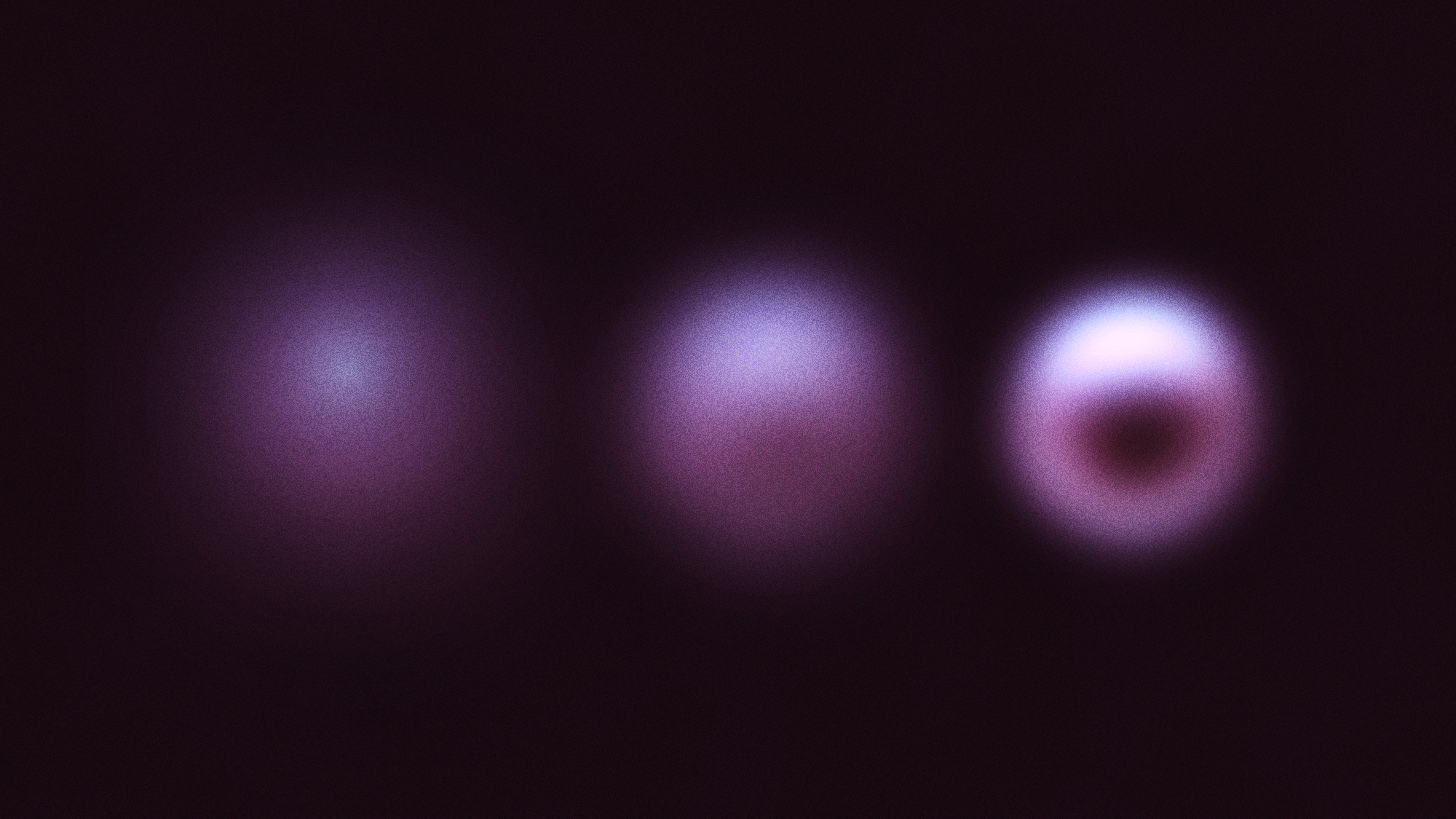 Illustration of three blurry purple circles against a black background, getting clearer from left to right