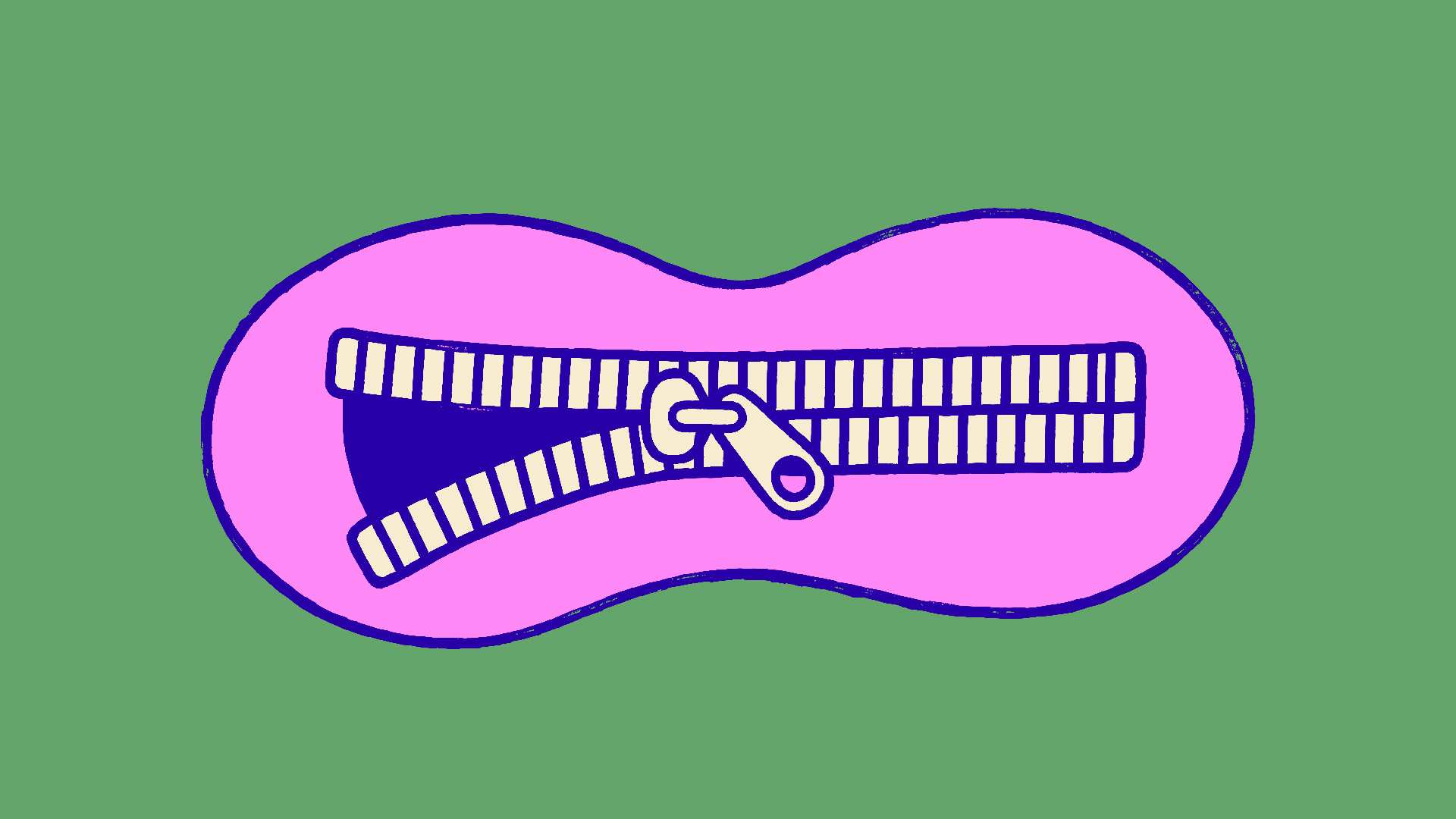 An illustration of a pair of lips being unzipped