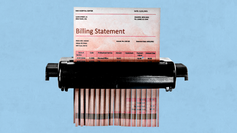 Billing statement doing through a paper shredder