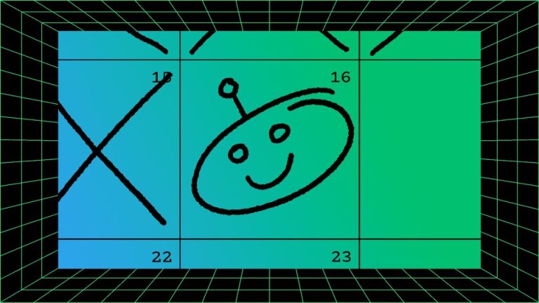 A robot's face drawn on a calendar