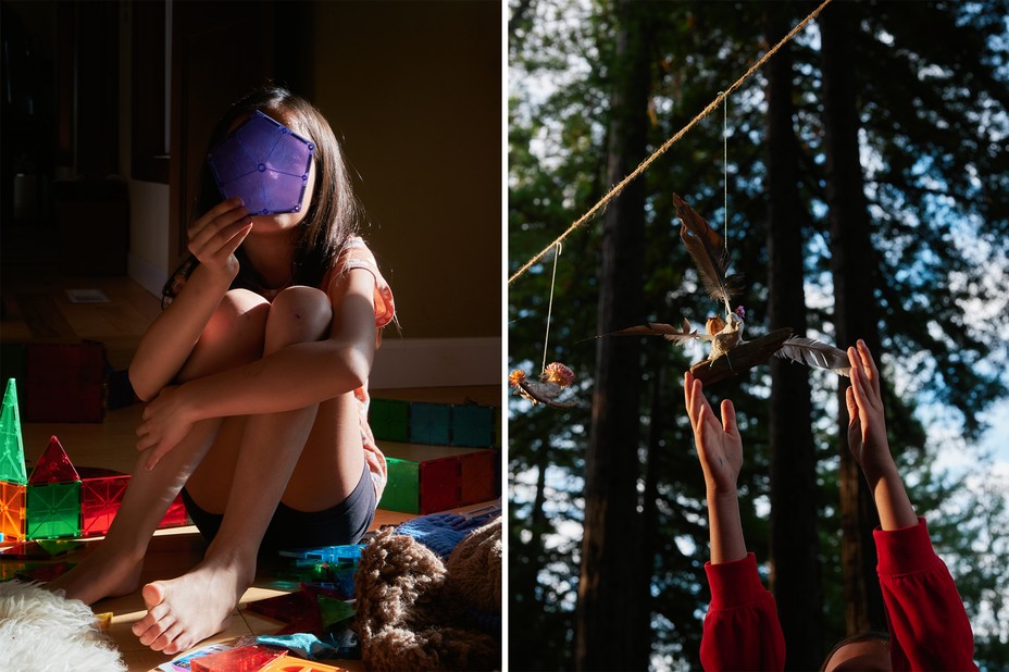 diptych of children playing