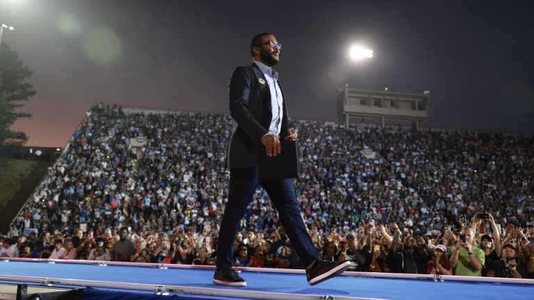 Tyler Perry at a rally