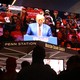 Rallygoers watch Donald Trump