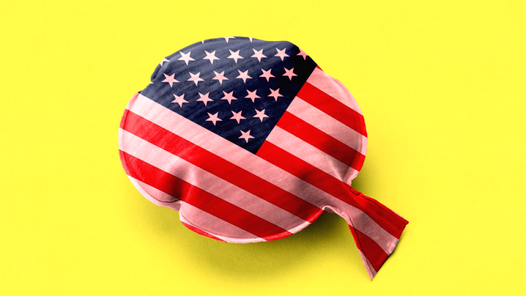 The American flag styled as a whoopee cushion