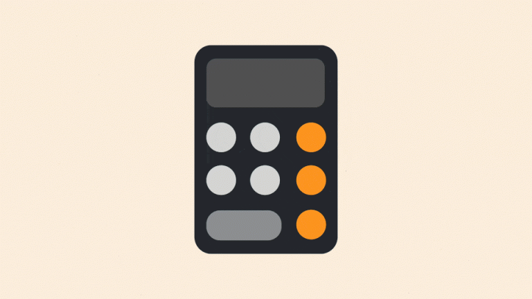 An animated cartoon of a calculator with a button falling off