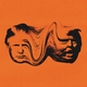 Illustration of two images of Donald Trump's face morphing together with an orange background