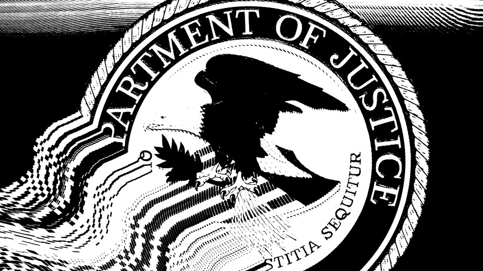 Illustration of the Department of Justice’s seal melting