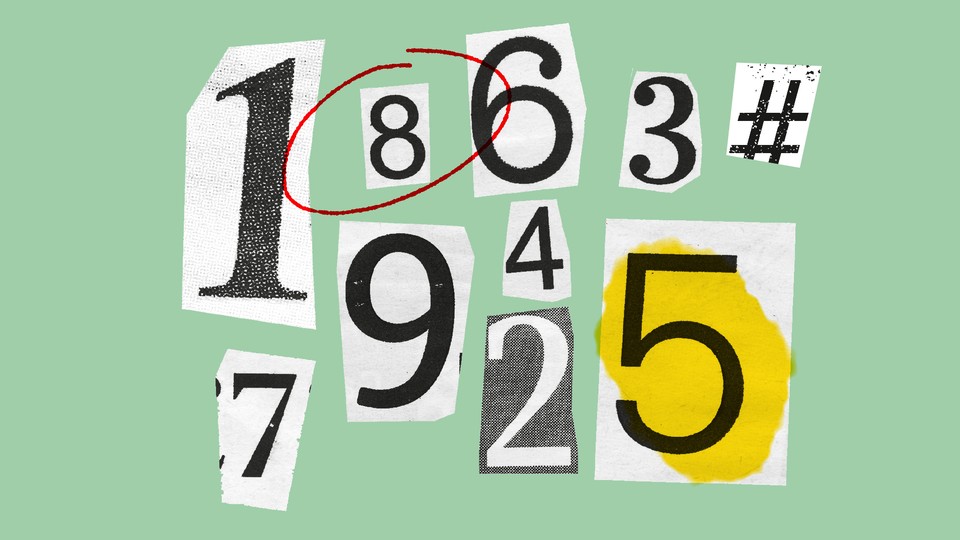 Numbers cut out with the number 8 circled