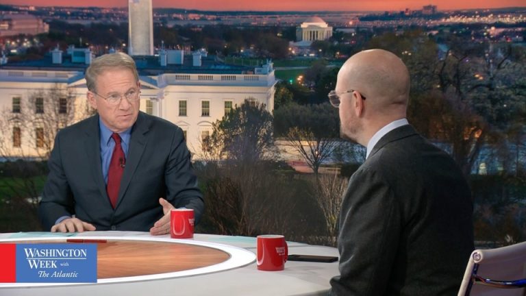 Moderator Jeffrey Goldberg and panelist McKay Coppins on the set of Washington Week With The Atlantic