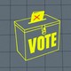 An illustration showing an X-marked ballot sticking out of a ballot box