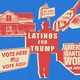 Collage of images evoking Latino American politics