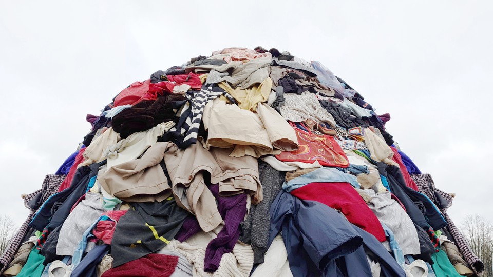 A mountain of clothes piled up