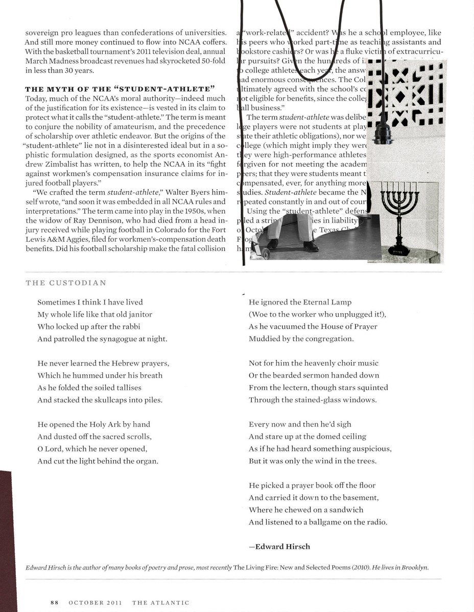 the original magazine page with images of a menorah, a light, and a man's feet collaged on