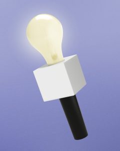 Illustration of a handheld microphone with a lightbulb instead of the microphone part