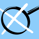 Illustration of a magnifying glass with a "X" through it