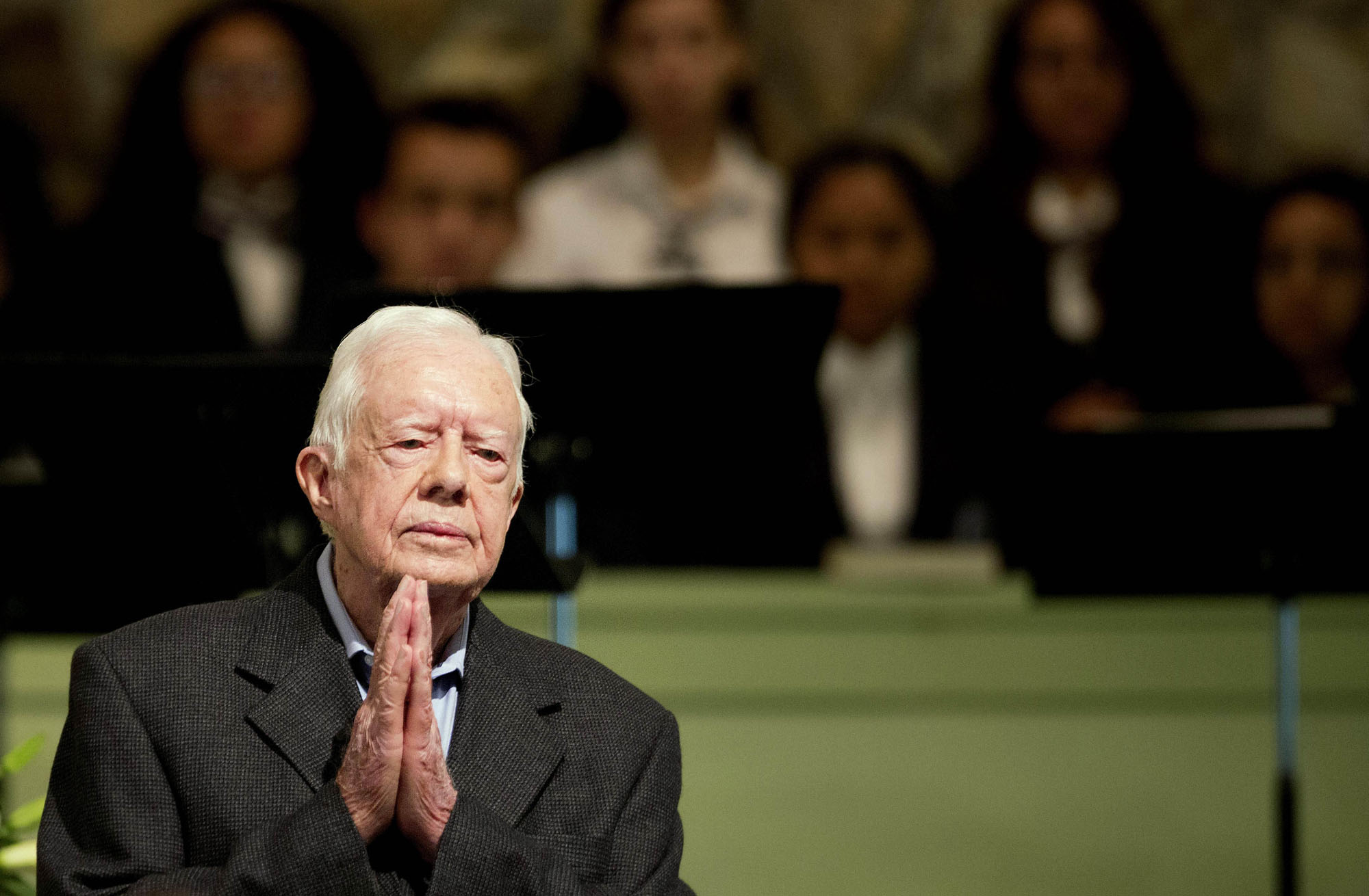 Former President Jimmy Carter teaches a Sunday-school class at Maranatha Baptist Church in 2015.